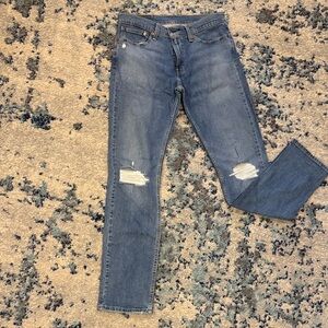 Levi's Men's Light Blue Ripped Slim Jeans